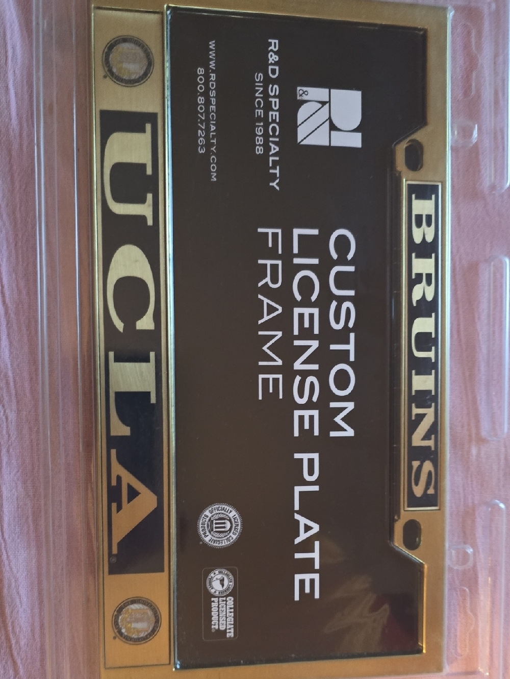 R&D Specialty Bruins UCL A Gold Custom License Plate Frame